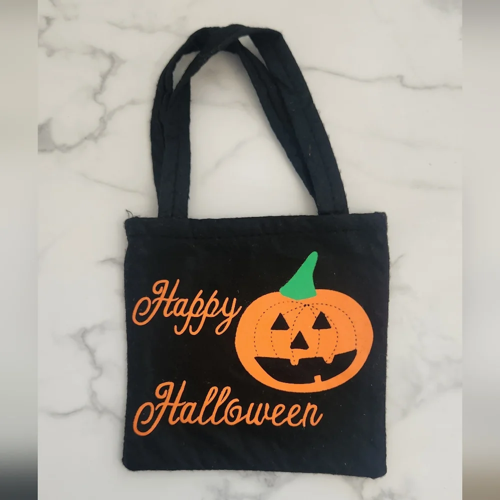 Halloween Pumpkin Black Tote Bag - Picture 2 of 9
